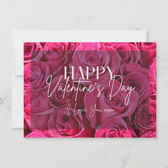 Carte Heureuse Sainte-Valentin Bouquet Roses Roses (Devant)