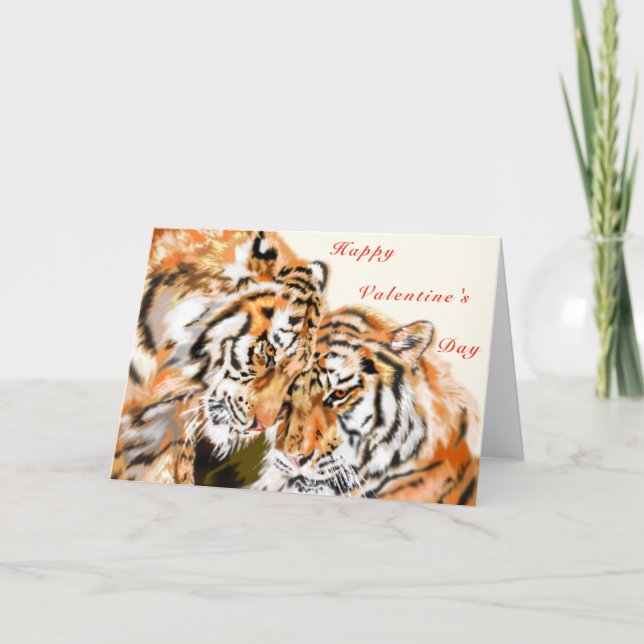 Carte Heureuse Sainte-Valentin Card Couple Tigers - Love (Devant)