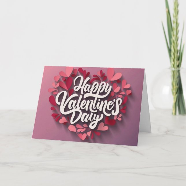 Carte Heureuse Sainte-Valentin carte rose 3D décou (Devant)