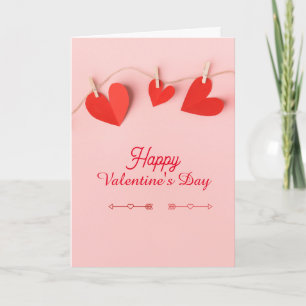 Carte Heureuse Sainte-Valentin de coeur rouge et rose pl