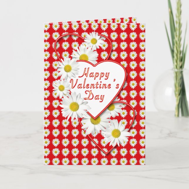 Carte Heureuse Sainte-Valentin des marguerites et  (Devant)