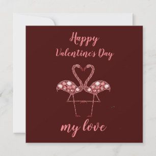 Carte Heureuse Sainte-Valentin flamant diamant