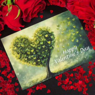 Carte Heureuse Sainte-Valentin Heart Green Tree