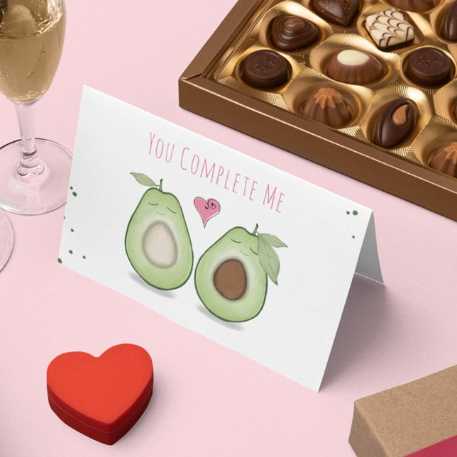 Carte Heureuse Sainte-Valentin mignon Drôle Simple Avoca (Cute Valentine's Day Custom Avocado Mug with Cute Typography )