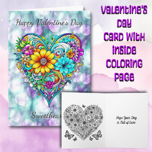 Carte Heureuse Sainte-Valentin   Page Couleur