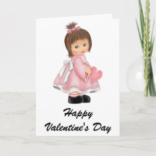 Carte Heureuse Sainte-Valentin petite fille rose