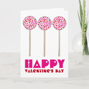 Carte Heureuse Sainte-Valentin Pink Heart Cake Pop