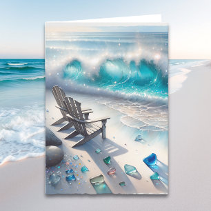 Carte Heureuse Sainte-Valentin   Plage et verre marin