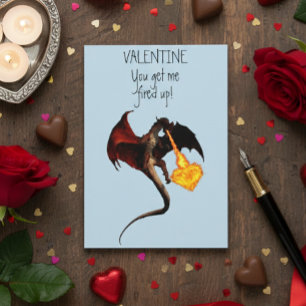 Carte Heureuse Sainte-Valentin Red Dragon Fire Heart