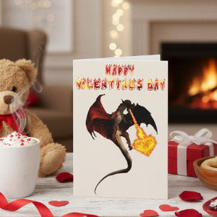 Carte Heureuse Sainte-Valentin Red Dragon Fire Heart