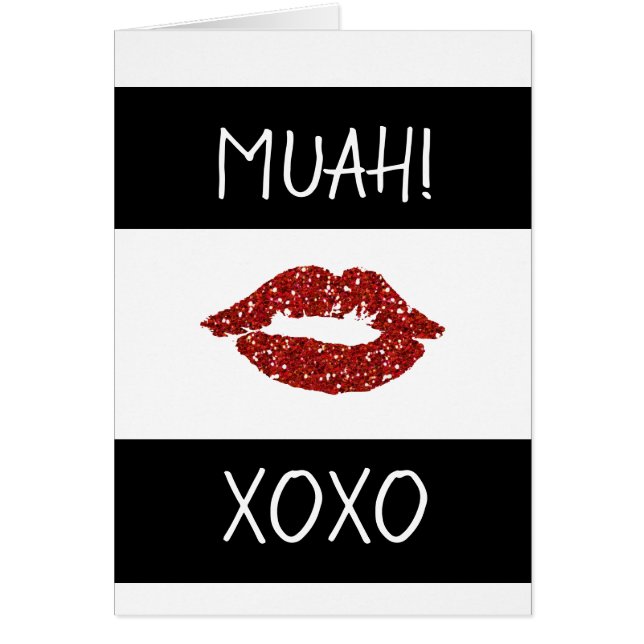 Carte Heureuse Sainte-Valentin Red Lips Kiss Muah (Devant)