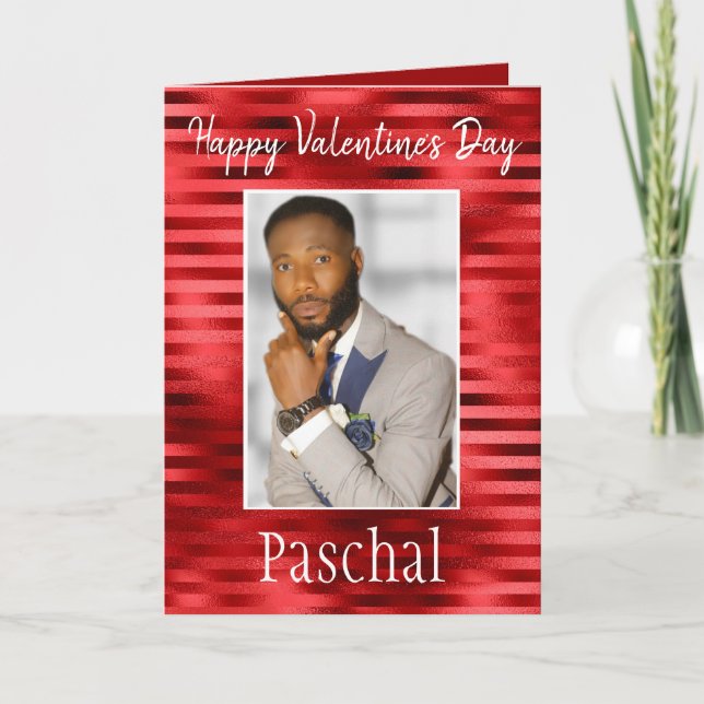 Carte Heureuse Sainte-Valentin romantique rouge à lui Ph (Devant)