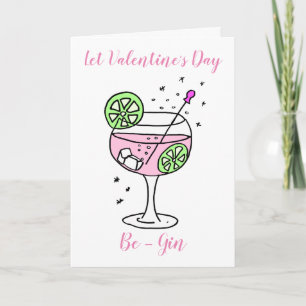 Carte Heureuse Sainte-Valentin rose Gin