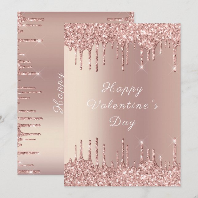 Carte Heureuse Sainte-Valentin - Rose Parties scintillan (Devant / Derrière)