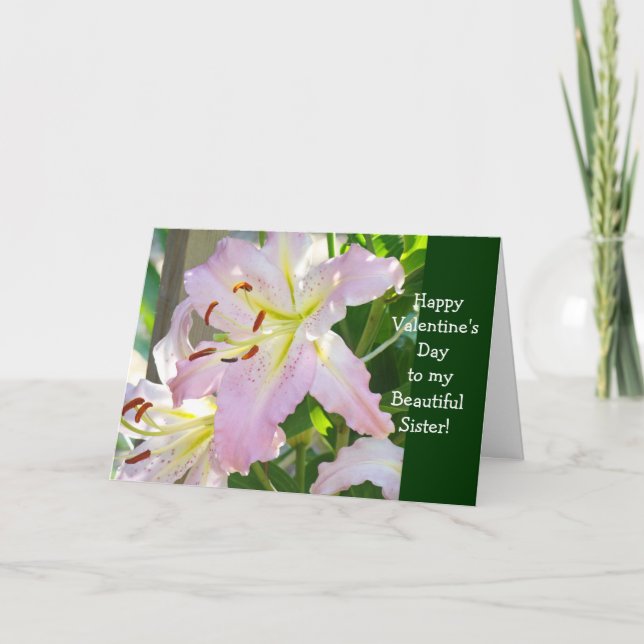 Carte Heureuse Sainte-Valentin Soeur Soeurs Rose (Devant)