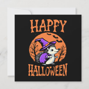 Carte Heureuse sorcière Halloween Hedgehog