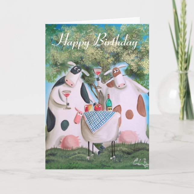 Carte Heureuse vaches d'anniversaire (Devant)