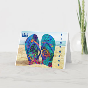 Carte HEUREUX *18ème* ANNIVERSAIRE AVEC FLIP      FLOPSC