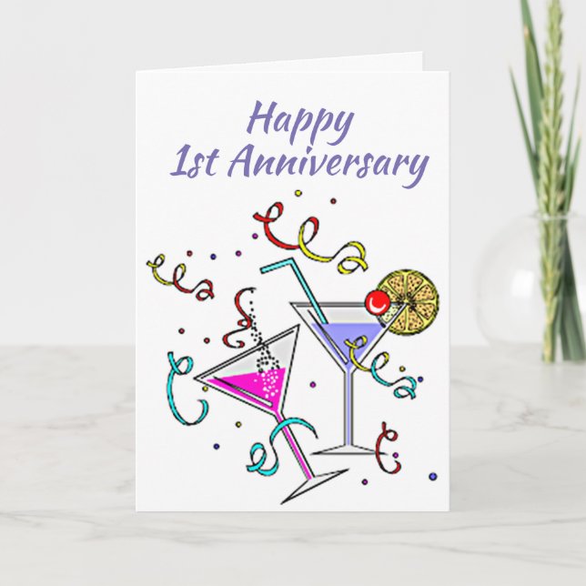 CARTE ***HEUREUX 1ER ANNIVERSAIRE*** À L'AMOUR DE MA VIE (Devant)
