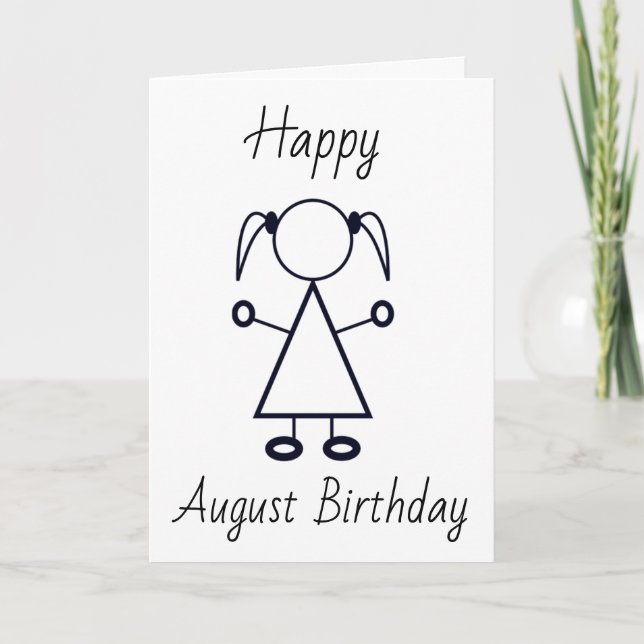 CARTE HEUREUX ***ANNIVERSAIRE D'AOÛT**** À LA JEUNE FILL (Devant)