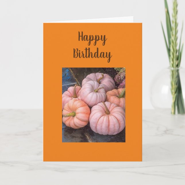 CARTE **HEUREUX ANNIVERSAIRE DE L'AUTOMNE** STYLE CITROU (Devant)