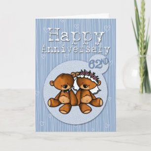 Carte heureux anniversaire ours - 62 ans