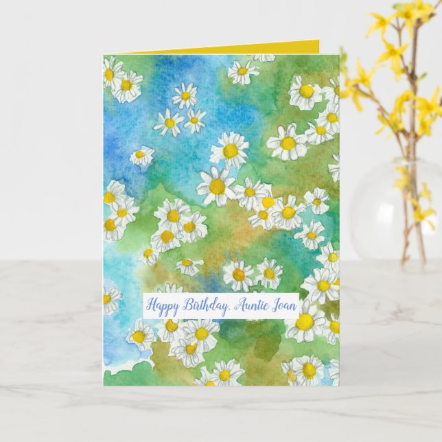 Carte Heureux Anniversaire Tante Bénédiction À Vous Nom  (Fleur jaune)