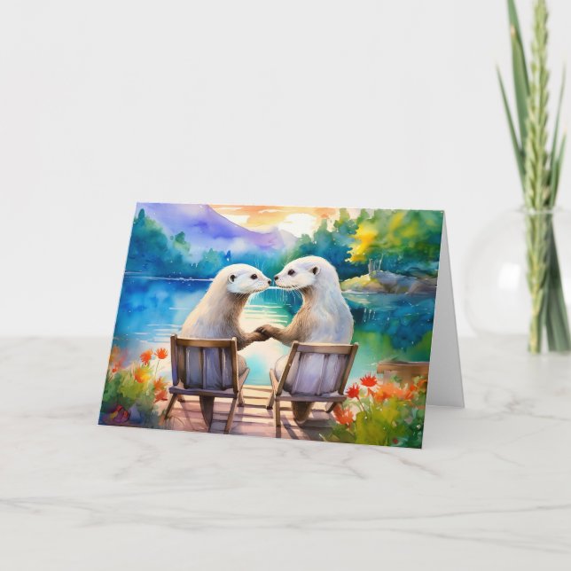 Carte Heureux de nous avoir chacun Loutre (Devant)