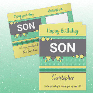 Carte Heureux de vous avoir un fils d'anniversaire vert 