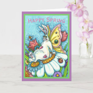 CARTE HEUREUX FLUTTERBUN RABBIT PRINTEMPS, FUNNY BUNNY B