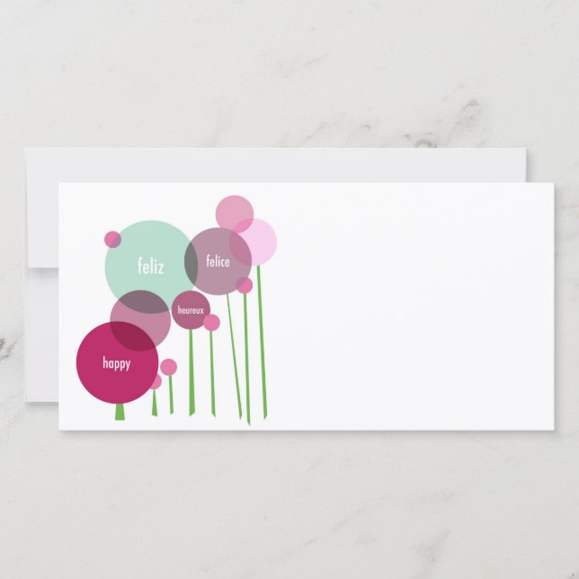 Carte "Heureux" multilingue (Devant)