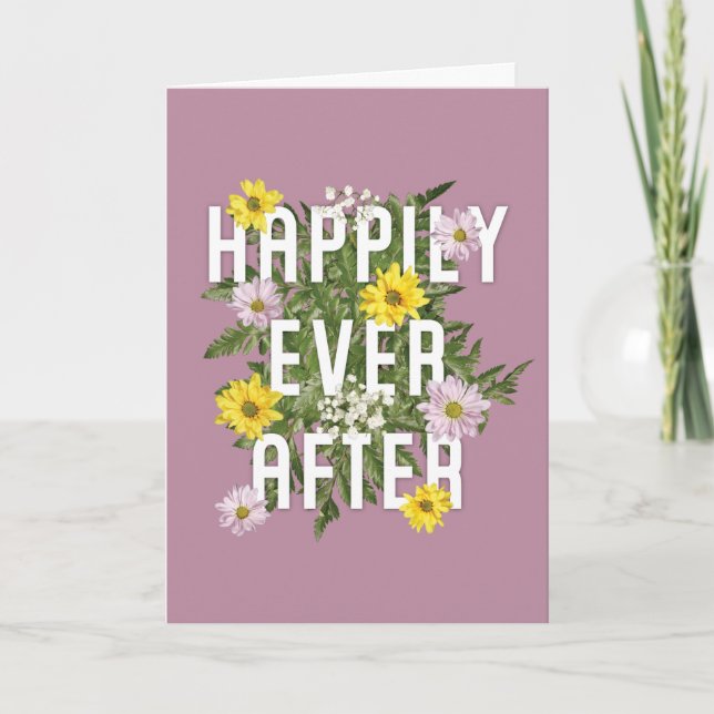 Carte Heureux toujours après rose et jaune Mariage flora (Devant)
