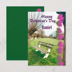 Carte Heureux Valentines Aquarelle Banc De Jardin Pour L