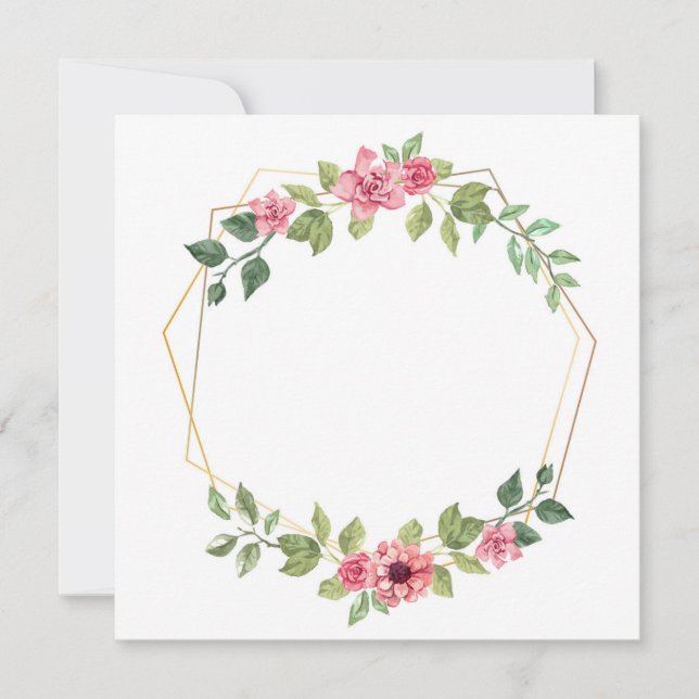 Carte Hexagon with flowers and leaves (Devant)