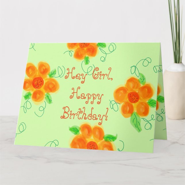 Carte Hey Girl, joyeux anniversaire (Devant)