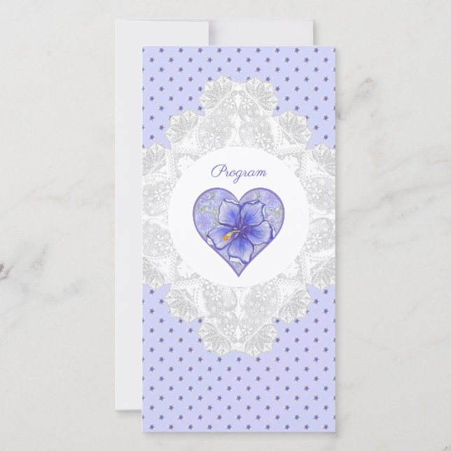 Carte Hibiscus & dentelle BLEU (Dos)