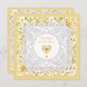 Carte Hibiscus & dentelle JAUNE