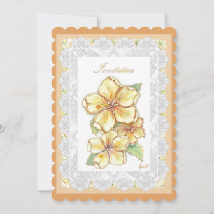 Carte Hibiscus & dentelle JAUNE