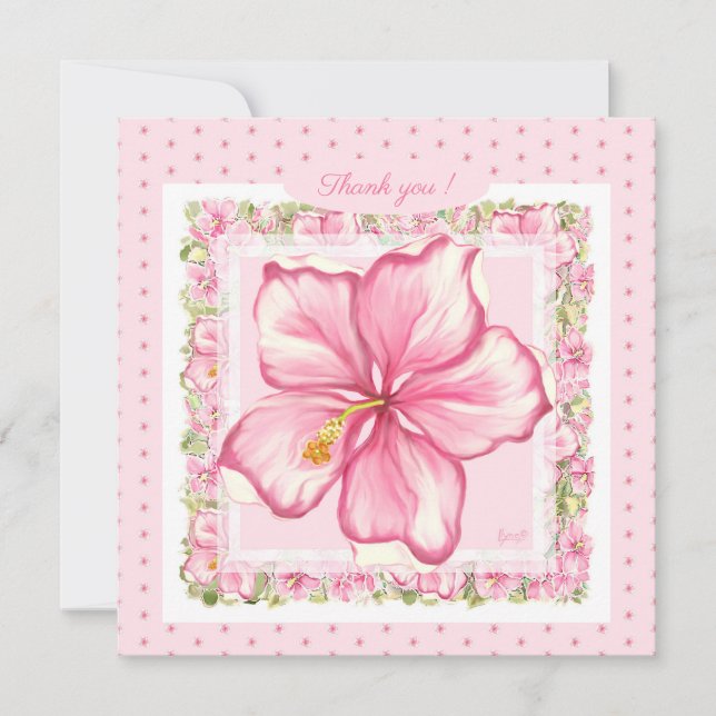 Carte Hibiscus & dentelle PINK (Devant)