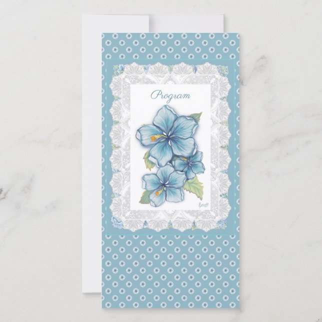 Carte Hibiscus & dentelle TURQUOISE (Dos)