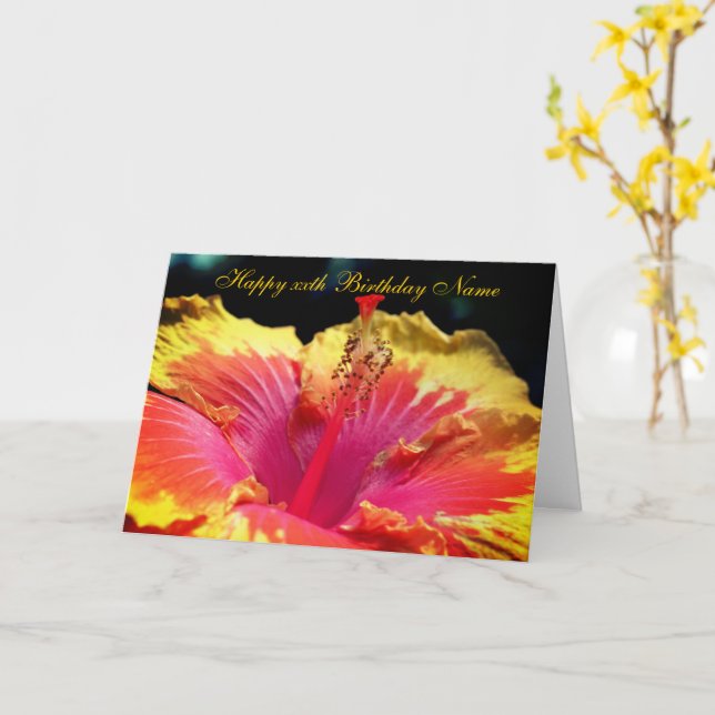 Carte Hibiscus Flower Personnalisé Anniversaire (Fleur jaune)