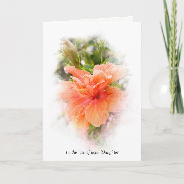 Carte hibiscus orange pour perte de fille (Devant)