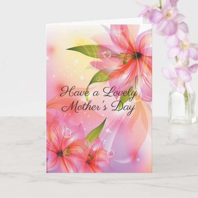 Carte Hibiscus rose Fleur maman Jolie fête des mères (Orchidée)