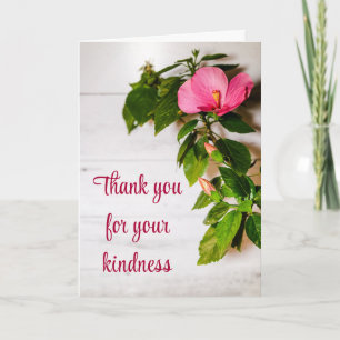 Carte Hibiscus rose Merci floral pour votre gentillesse