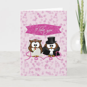 Carte hibou couple - Je t'aime