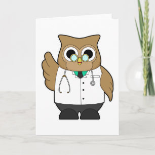 Carte Hibou en médecin avec stéthoscope
