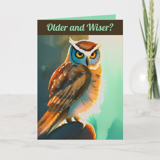 Carte Hibou plus âgé et plus sage modifiable (Devant)