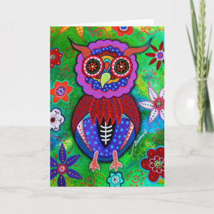 Carte Hibou sage de Dia de los Muertos talavera