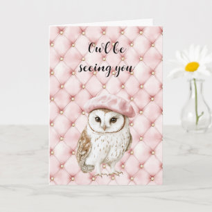Carte Hibou touffes or rose vous verrons