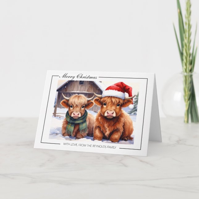 Carte Highland Cow Christmas Greeting Card (Devant)